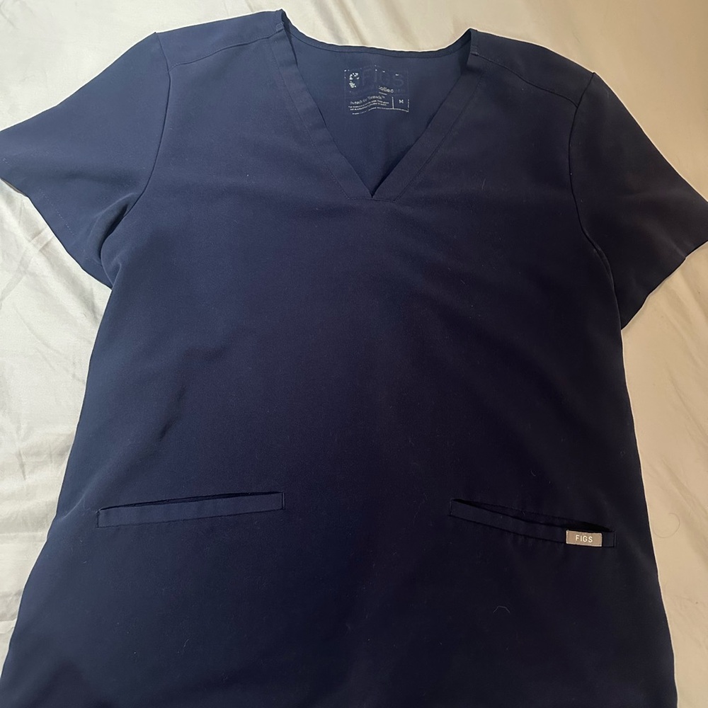 Figs Deep Blue V-Neck Scrub Top
